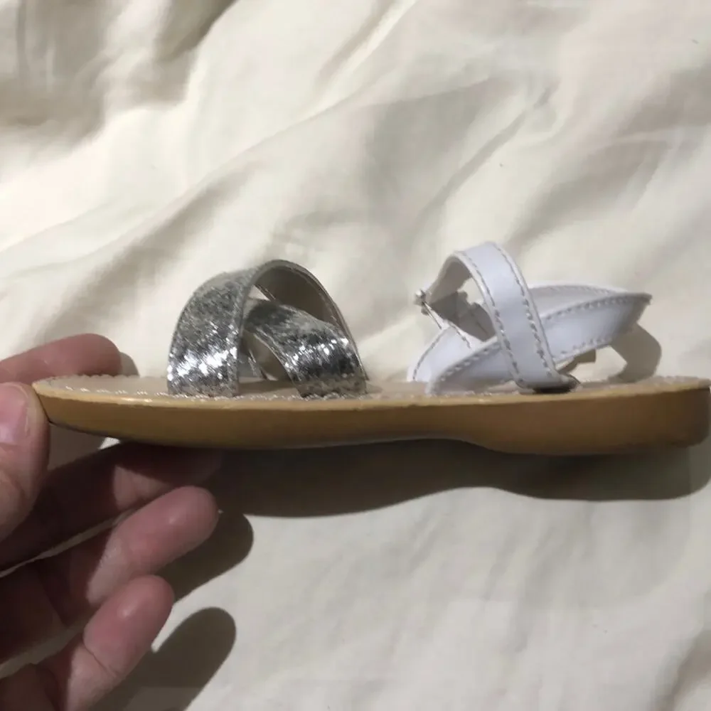 Gymboree White silver sandals 8m worn once